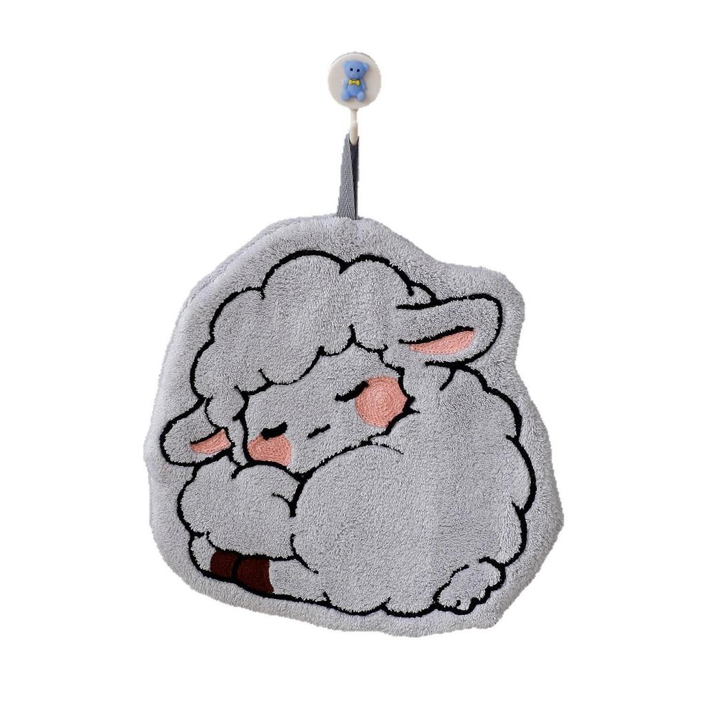 Adorable Cartoon Sheep Coral Fleece Hand Towel for Kids
