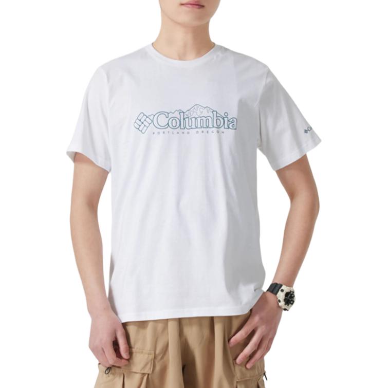 Columbia T-Shirts Men's White Crew Neck Moderate AE1363-108