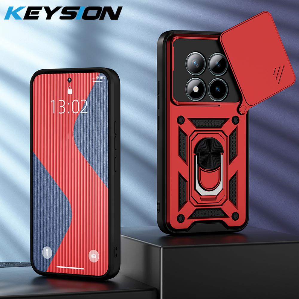 KEYSION Ударопрочный бронированный чехол для Xiaomi POCO M8 Pro 5G с кольцом-подставкой и защитой шторки камеры, задняя крышка телефона для POCO M8 5G