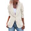 Fashion Women's Blazer Polo Collar Suit Slim Fit Jacket Office Long Sleeve Summer Thin Coat Solid Casual Women's Plus Size