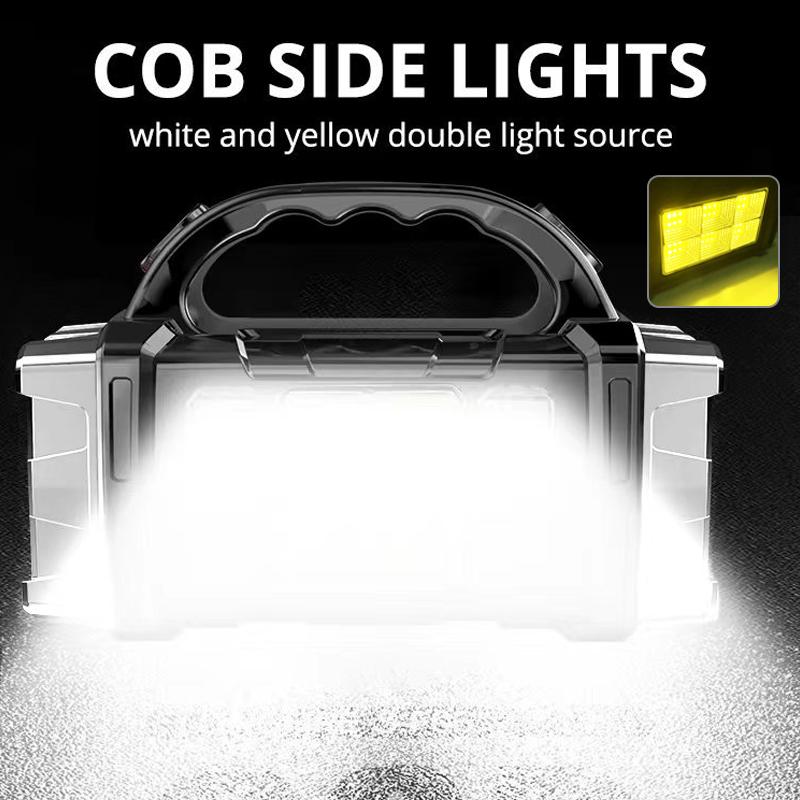 Солнечный светодиодный фонарик COB, фонарь для кемпинга, рабочий свет, USB-зарядка, фонарик, водонепроницаемый портативный прожектор, внешний аккумулятор