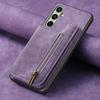 For Samsung Galaxy S25+ Case with Zipper Card Holder Retro Leather TPU Phone Cover