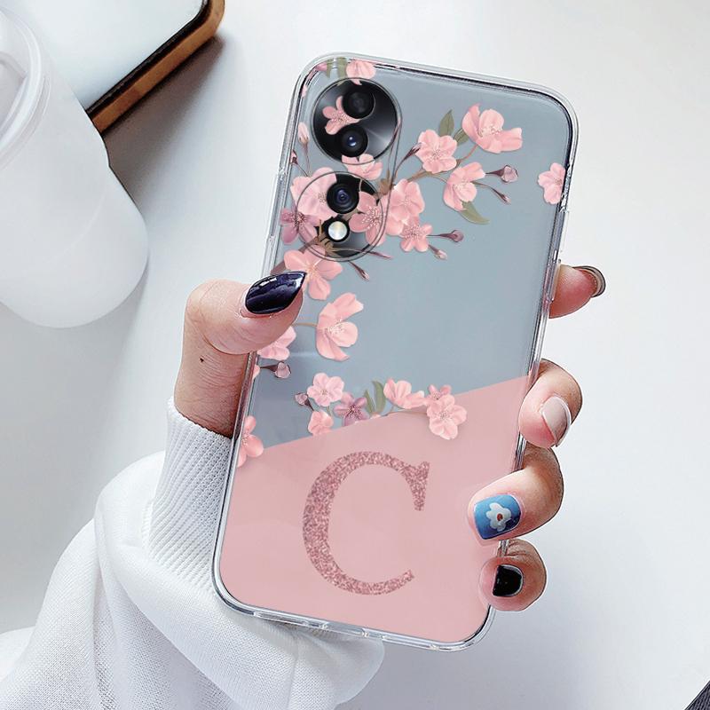 For Honor 70 90 200 400 Lite Phone Case Soft Slim Luxury A-Z Letters Back Cover Fundas Clear Bumper Transparent Shell Capa Bags