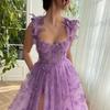 European & American Women's Sleeveless Tulle Wedding Dress with Slit