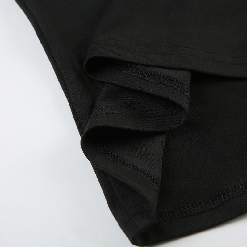 Готический принт Черный топ-труба Женский Без бретелек Облегающий Укороченные топы Летний Повседневный Шикарный Графические футболки y2k Уличная одежда Жилет Базовый