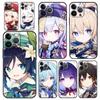 Genshin Impact Game Роскошный чехол для телефона iPhone 13 15 14 12 11 Pro MAX XR X SE XS 7 8 Plus Силиконовый черный защитный чехол
