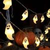 LED Halloween Ghost String Lights Battery Powered Indoor Outdoor Decorative Fairy Lights for Haunted House Party Yard Home Decor