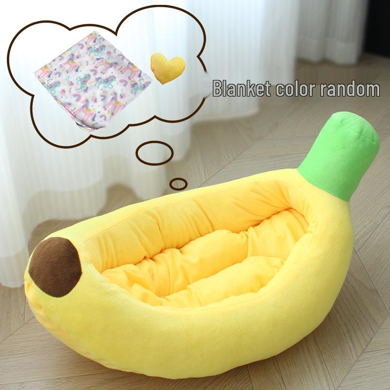 Cartoon Banana Pet Bed for Cats and Small Dogs - Teddy, Bichon, Pomeranian - Four Seasons Mat