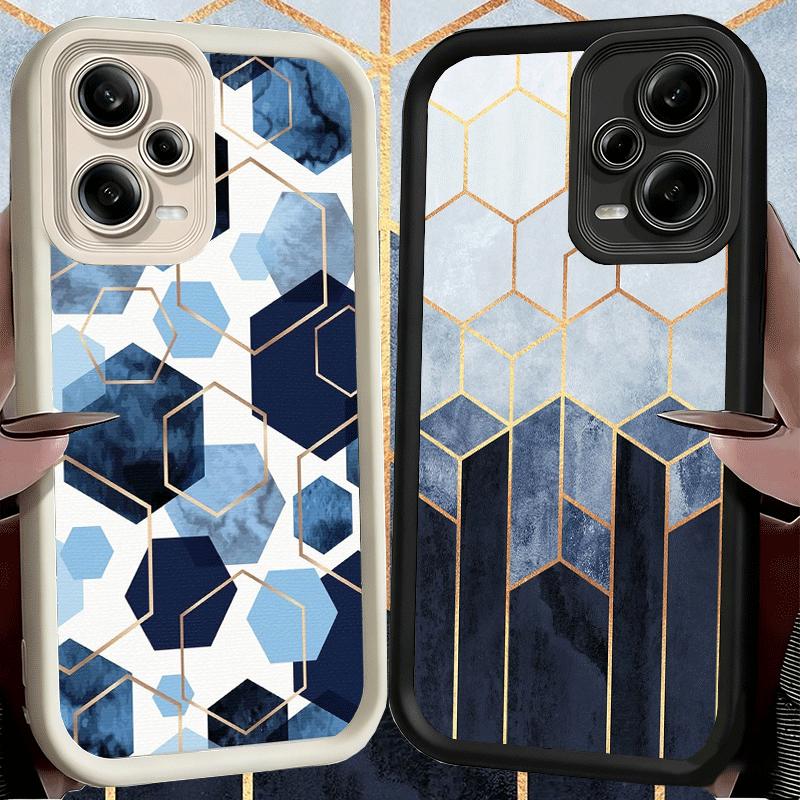 Мягкий чехол для телефона с геометрическим мраморным узором для Xiaomi Poco X7 X6 X5 Pro X4 Gt X3 F7 Ultra M8 M7 Redmi 15C 15 14C 13 13C 12 12C 10