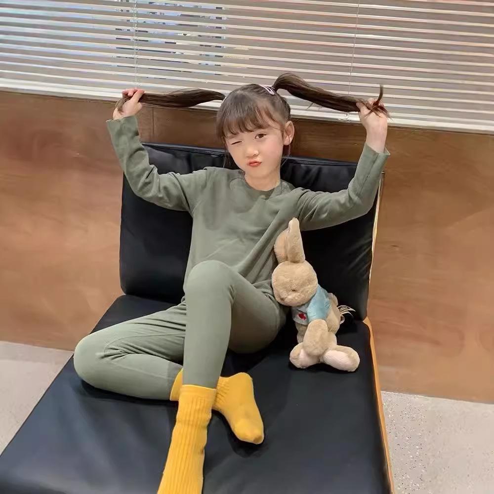 Девочки, пижамный комплект с флисовой подкладкой: Теплая осенне-зимняя домашняя одежда для детей