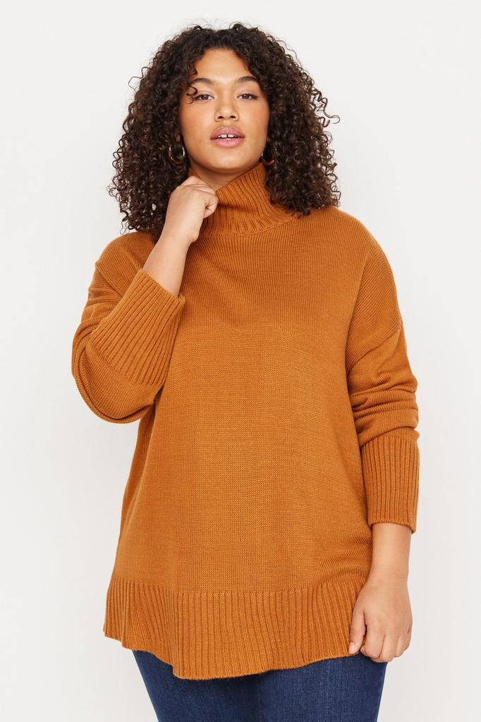 Женская мода, новый свитер больших размеров, водолазка с корицей, трикотаж с низкими плечами, свитер