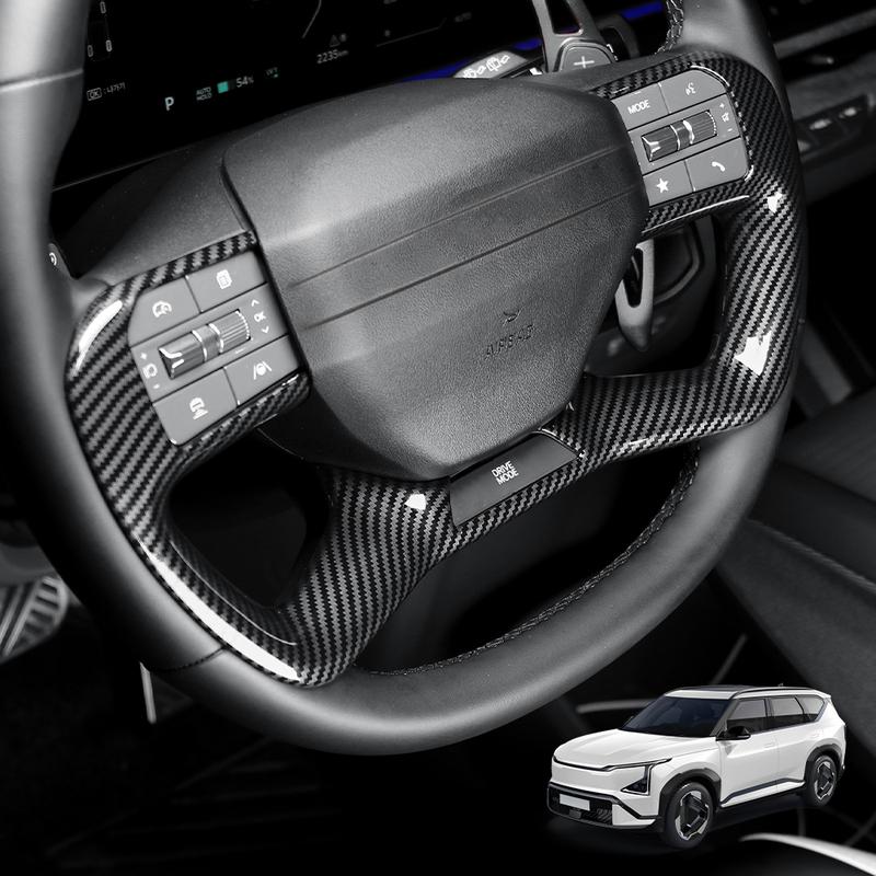 Auto Sale For Kia EV5 2024 2025 2026 Carbon Fiber Steering Wheel Button Trim Cover Automobile Interior Accessories