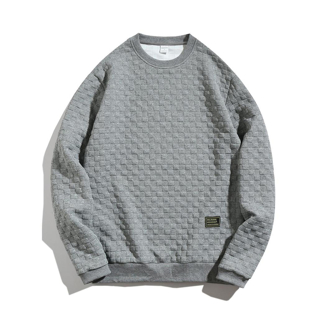 Осенне-зимняя мужская толстовка с капюшоном в тяжелую клетку, свободный повседневный свитер с круглым вырезом