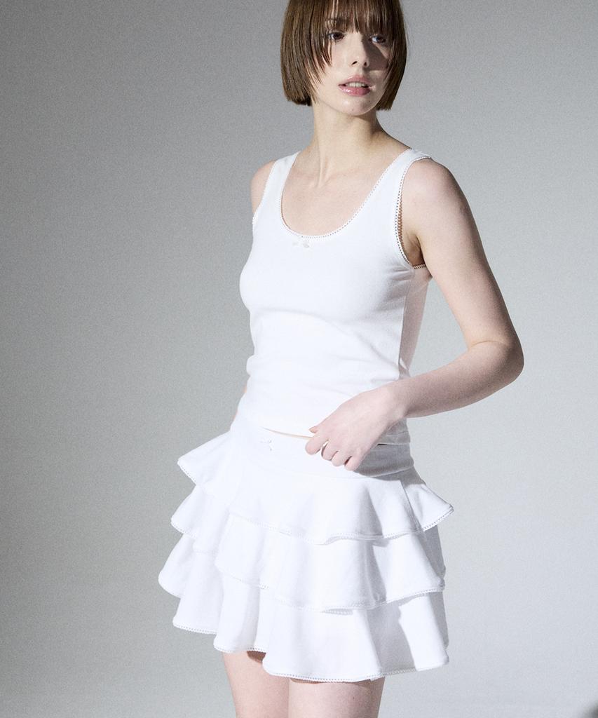 Aliena Picot Ribbed Cancan Skirt(Wh)