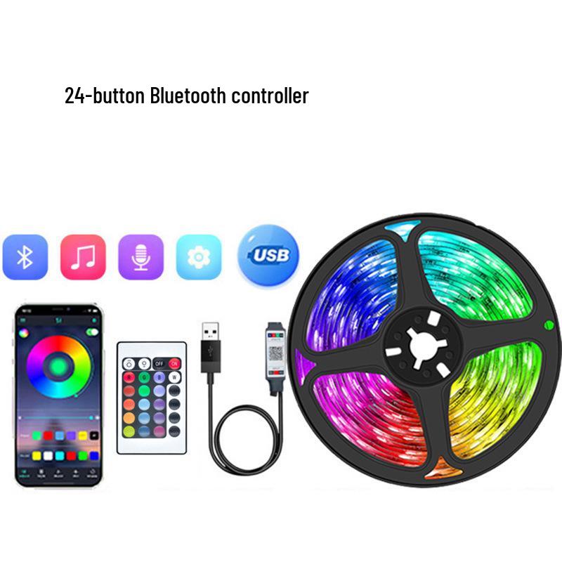 RGB светодиодная лента с 24-кнопочным ИК-пультом и управлением через Bluetooth-приложение, 2835 SMD 60 светодиодов/м, гибкая 5В лента