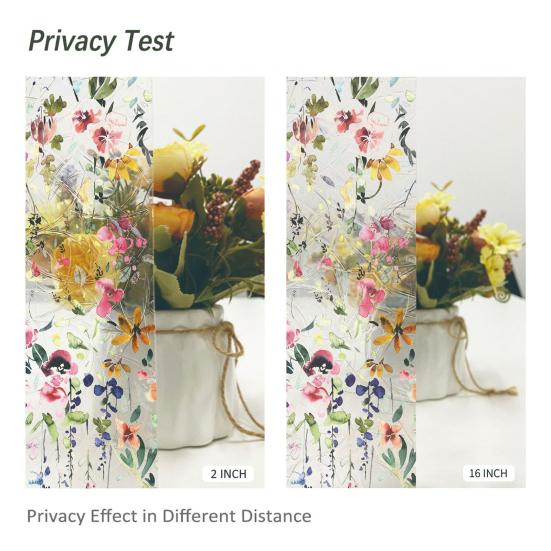 Yousheng Радужная оконная пленка Витражный стиль Цветочные статические наклейки Без клея Многоразовые оконные наклейки для гостиной, спальни, кухни, ванной комнаты