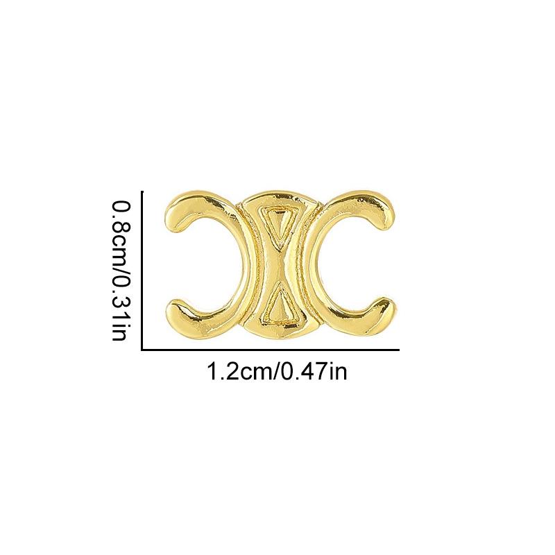 1 пара модных сережек-пусетов в форме двойной буквы C из меди с серебряной иглой для женщин и девушек, гипоаллергенные, с золотым покрытием