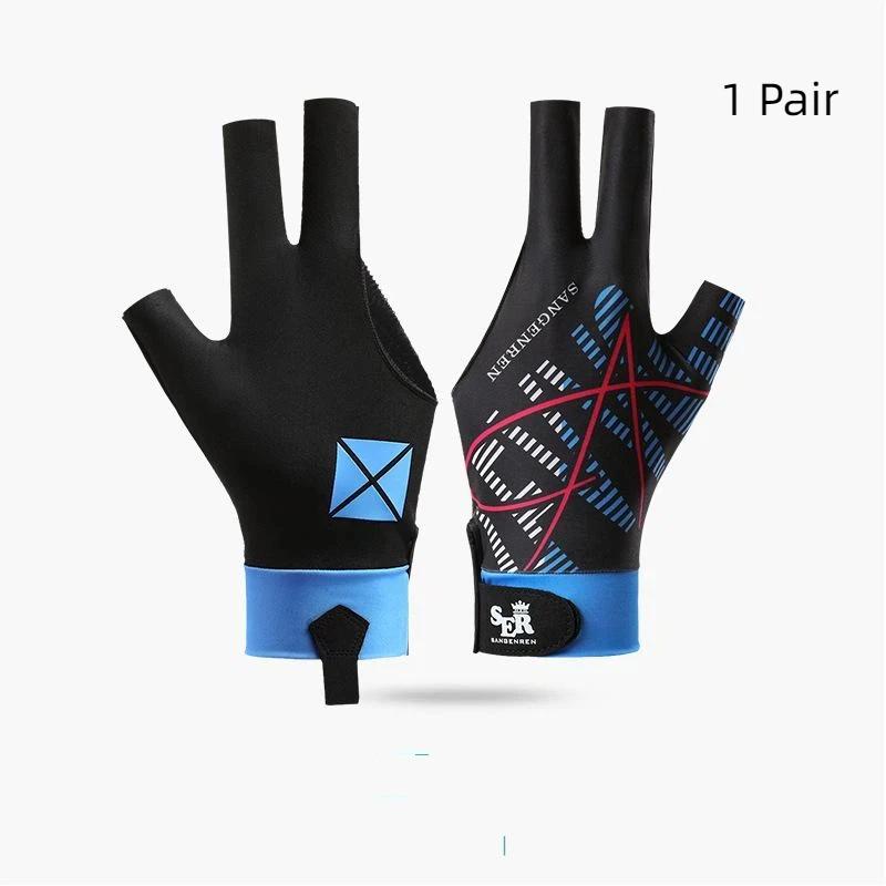 Breathable Soft Billiard Glove Anti-Slip Elastic Professional 3 Finger Fit for Indoor Billiard Sports Game Match Events