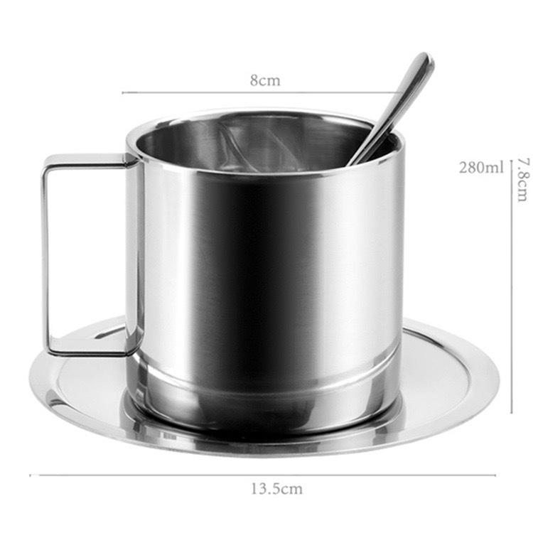 Набор из 2-х двойных термокружек для кофе Milan Luxe из нержавеющей стали