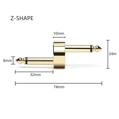 DanYun Effector Connecting Plug Crank Set of 4 6.35mm Patch Cables, Pure Copper, High Transmission Efficiency, for Guitar, Effects Pedal, Shielded Boa