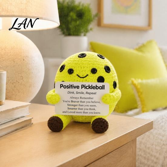 Pocket Sized Inspirational Gift for Athletes Knitted Positive Sports Ball Plush Emotional Support Doll with Hand Woven Encouraging Words Encouragement