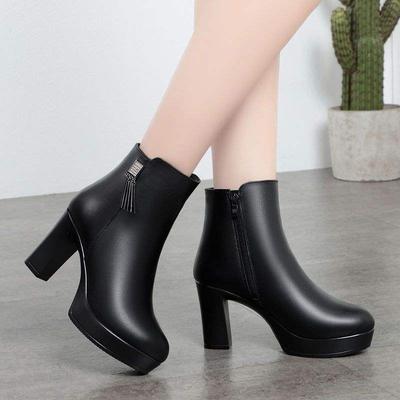 Ботинки мартин женские зимние хлопковые ботинки осень и зима новые шерстяные ботинки средний каблук толстый каблук водонепроницаемая платформа платформа короткие ботинки