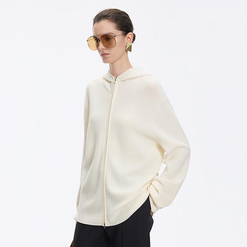 JNBY Women's 100% Wool Hooded Cardigan Sweater