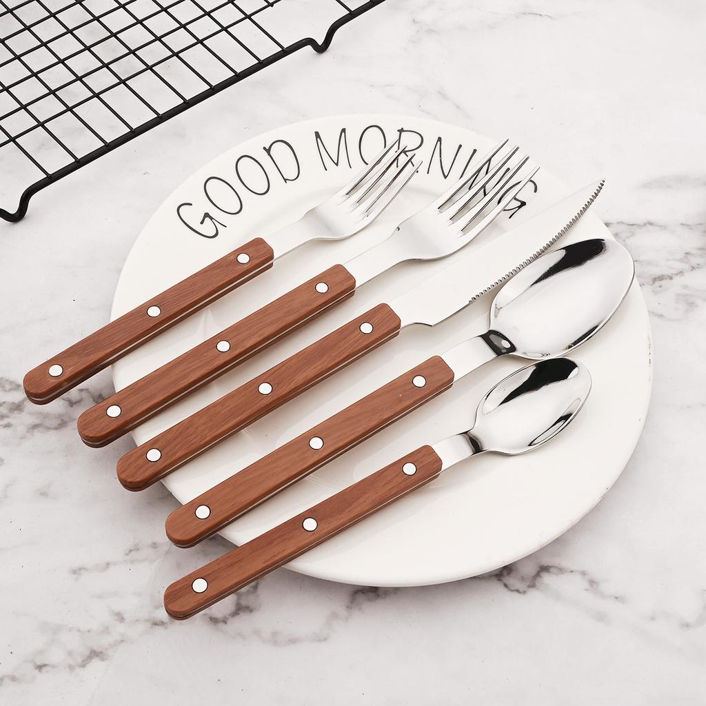 20-Piece Silverware Eating Utensils Set with Retro Handle, Service for 4, Stainless Steel Flatware Knife Fork Spoon Set Mirror Dishwasher Safe
