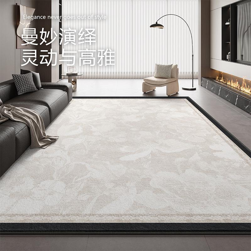 Light Luxury Advanced Faux Cashmere Circular Pile Floor Mat Waterproof Non Washable Wipeable For Living Room Bedroom Sofa