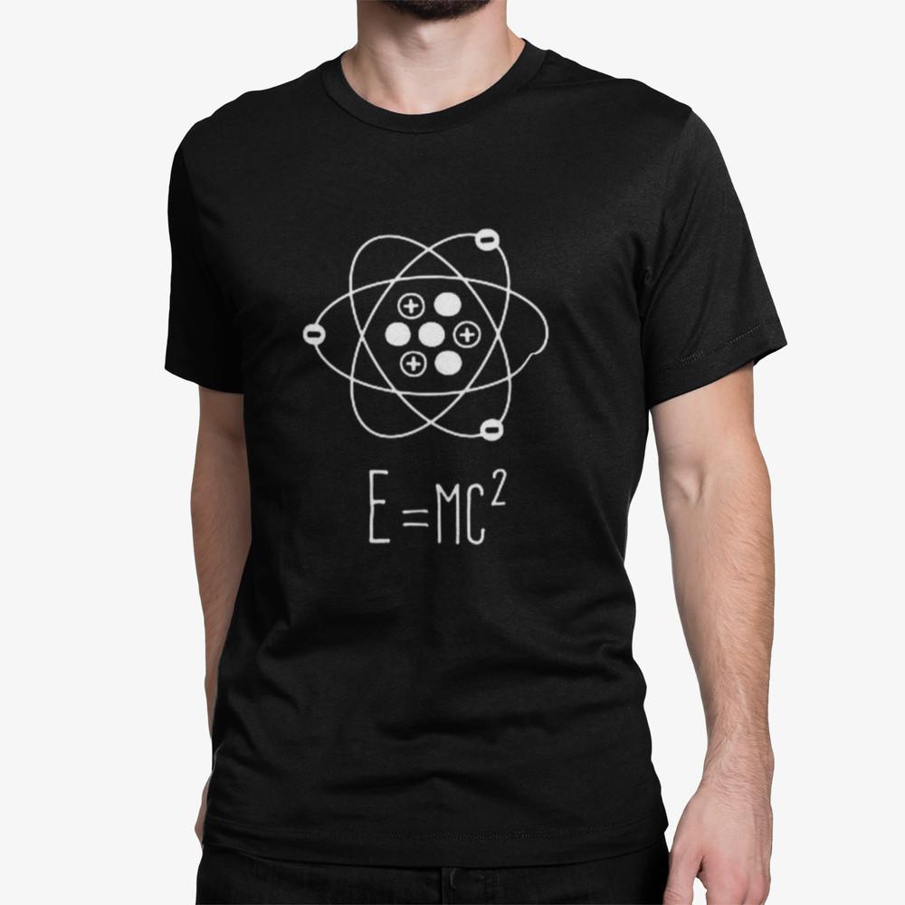 Retro Herren Bio Baumwolle T-Shirt Albert Einstein Formel E=mc2 Atome Mathe