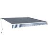 Foldable Awning - vidaXL - 400 Cm - Blue/white - Aluminum - Manual Assembly
