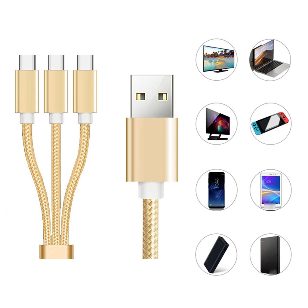 USB 2.0 Тип A Мужской на 3 Тип C Мужской Разветвительный Кабель USB Мульти Зарядный Кабель Разъем Для Телефона Высокоскоростной