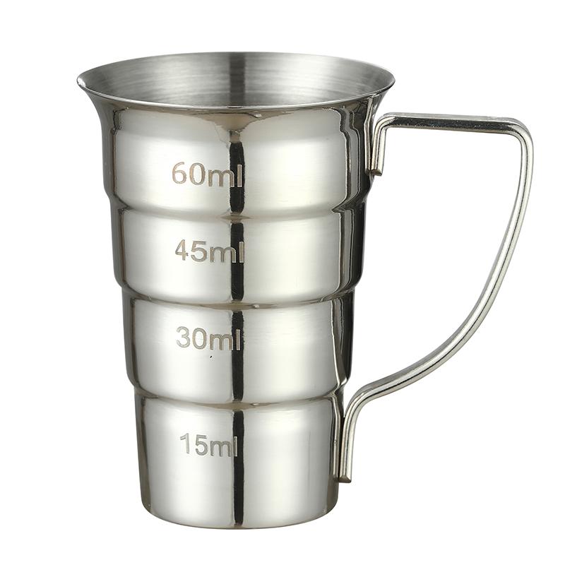 Джиггер для коктейлей из нержавеющей стали со ступеньками и ручкой, 60 мл (2oz)