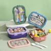 850 мл Портативный Ланч-бокс Детский Бенто-бокс с Вилкой Ложкой Микроволновая Печь Герметичный Контейнер для Еды из Нержавеющей Стали для Детей в Школу