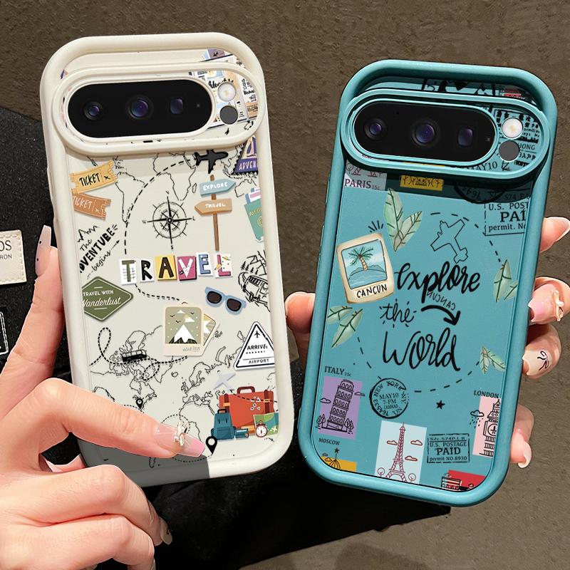 Чехол для Google Pixel 9 Pro XL 8A 8 7 Pro 7A с рисунком в виде маршрута, противоударный, мягкий, силиконовый, защитный, матовый, из ТПУ, чехол для телефона