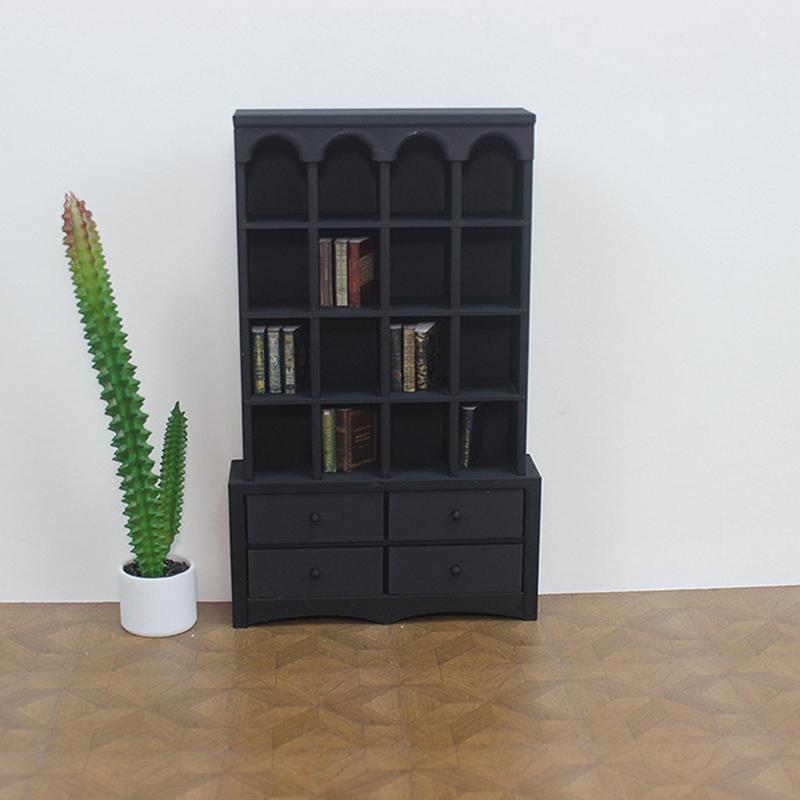 Dollhouse Mini Furniture Scene Model Miniature Retro Bookcase Mini Storage Display Cabinet Bookcase Toy Doll House Accessories