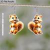 2D Flat Acrylic Cute Animal Squirrel Pendant Earrings, Suitable As a Holiday Gift for Women, Holiday Party Decorative Jewelry.