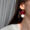 Красные серьги-бантики для женщин: Флокированный дизайн идеально подходит для осени, зимы и празднования Нового года 2025 года