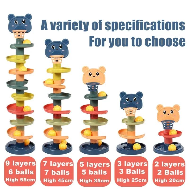 Детская вращающаяся 3/5/7-этажная башня с треком, Монтессори, башня с перекатывающимися шариками, игрушка для раннего развития, интерактивная игрушка, подарок