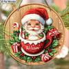 Christmas Decoration Sign,hanging decorations,2D Flat Wooden Products with The Pattern Is Santa Claus In the cup,Christmas Gift for Friends and Family
