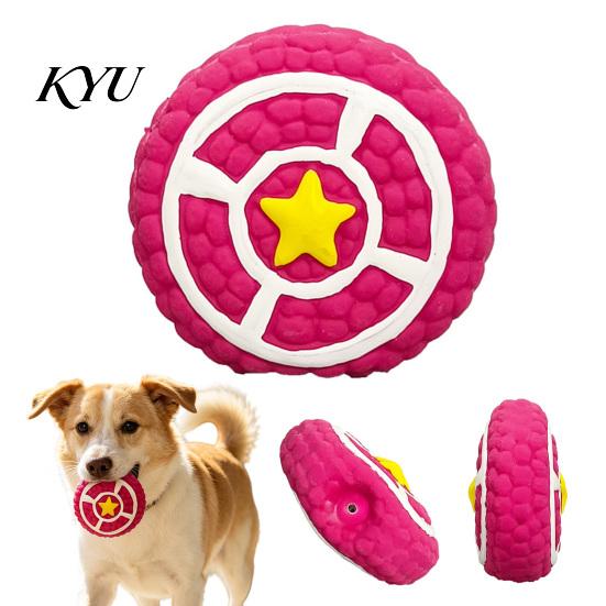 Interactive Pet Toys for Boredom And Anxiety Round Shield Dog Toy, Squeaky Latex Chew Safe Puppy Teething Fetch Teeth Cleaning Toy Small Medium