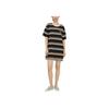 Vans Logo Print Color Block Striped Round Neck Short Sleeve Dress Women Dresses Black VN0A7RKOBLK