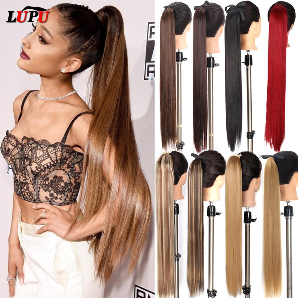 LUPU Синтетические длинные прямые волосы с оберткой вокруг зажима в хвосте для наращивания волос, накладные волосы Reistan Pony Tail