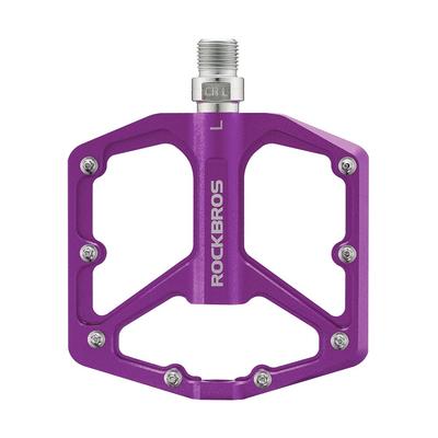 ROCKBROS Легкие плоские велосипедные алюминиевые для шоссейных, кроссовых и с подшипниками Комплект фиолетовых педалей, Сплав, Велосипеды, Велосипеды, МТБ, Больше, Платформа, Противоскользящие
