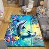 1Pc Dolphins Tropical Fishes Rug, Office Carpet Indoor Outdoor Doormat, Non-Slip Soft, Living Room, Christmas Halloween Gift. M928244