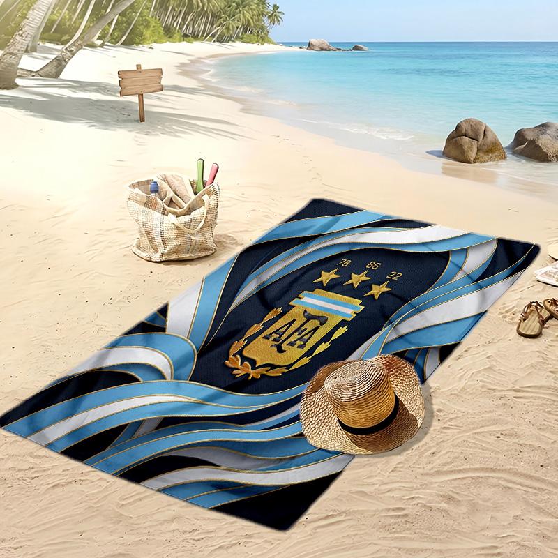 Argentina Football Print Beach Towel Quick Dry Super Absorbent Soft Bath Towel for Swimming Beach Travel Fan Souvenir Gift