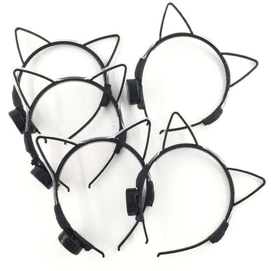 LED Light Cat Ear Hair Hoop Plastic Headband with Anti-Slip Design Men Women Bar Nightclub Hairband Hair Accessory
