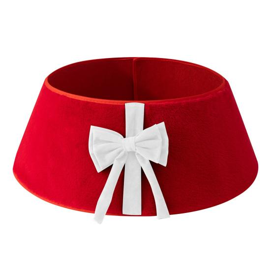 Юбка для рождественской елки Мягкая искусственная замша Дизайн с бантом Складная Многоразовая Накидка на основание Праздничное рождественское украшение