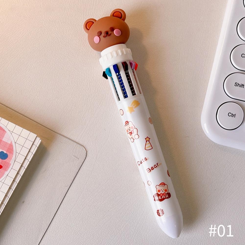 10 цветов, 0,5 мм, студенческая шариковая ручка с героями мультфильмов, красочные ручки с милыми животными, детский дневник, стационарные канцелярские принадлежности для рисования, скрапбукинга