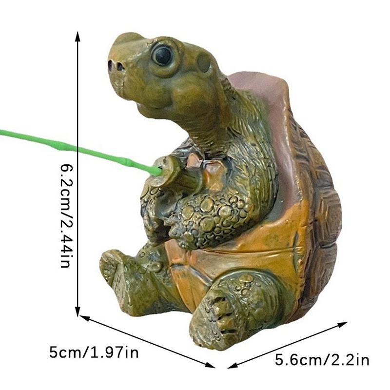 NEW Rope Fishing Turtle Statue Cute Simulation Turtle Resin Figurine Animal Sculpture Ornament Outdoor Home Garden Decor